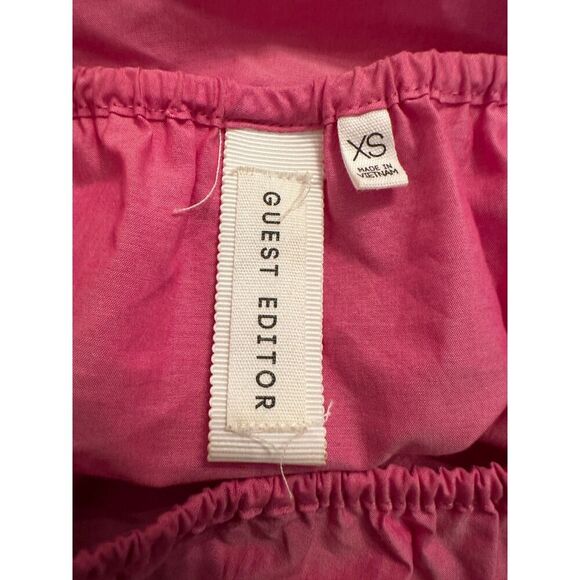 Anthropologie Guest Editor Pink Off the Shoulder Puffy Sleeve Top Size XS - Picture 5 of 6